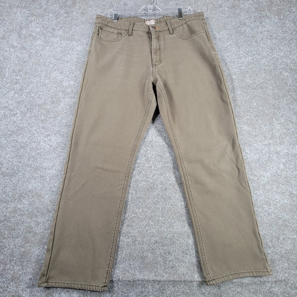 Weatherproof‎ Vintage 1948 Fleece-Lined Straight Jeans Mens 36x30 Khaki Stretch